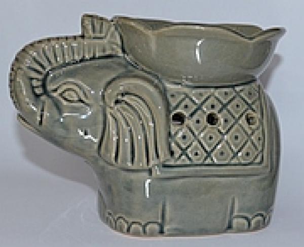 Duftlampe Elefant mit Blumenschale in Grau Duftlampe Elefant mit Blumenschale in Grau
